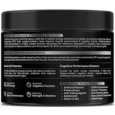 Wellbeing Nutrition Creatine Monohydrate Powder - Unflavored, 100g - Image 2