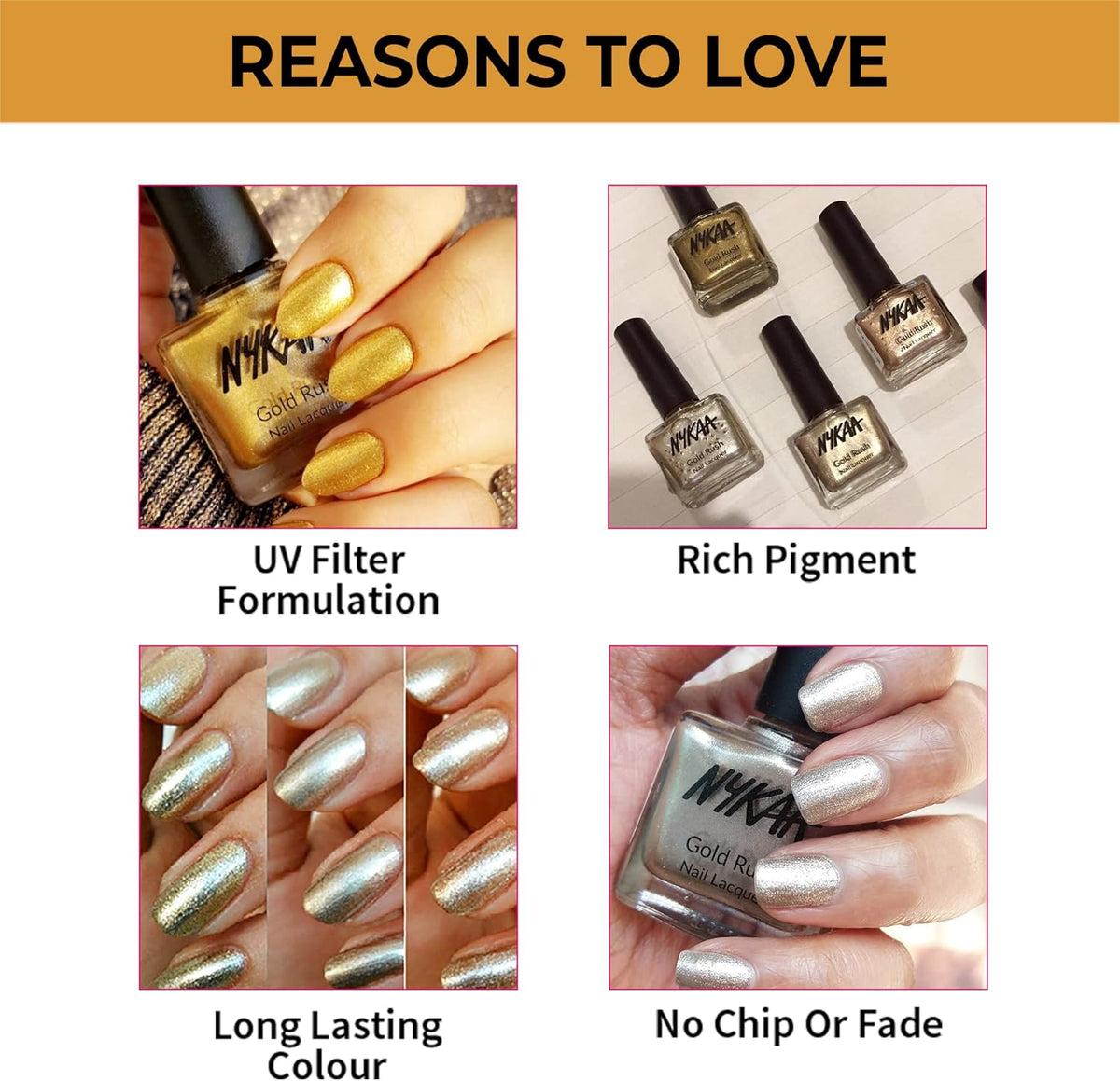 Nykaa Gold Rush Nail Lacquer Gold Mine 113 - 9 ml - Image 3