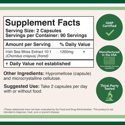 Doublewood Irish Sea Moss Capsules - 1,200mg, 180 Count - Image 2