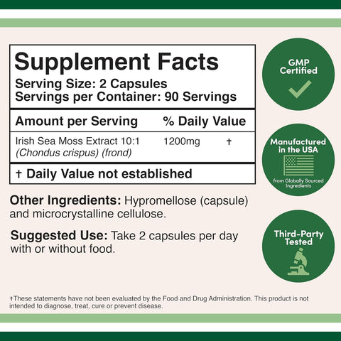 Doublewood Irish Sea Moss 1,200mg 180 capsules