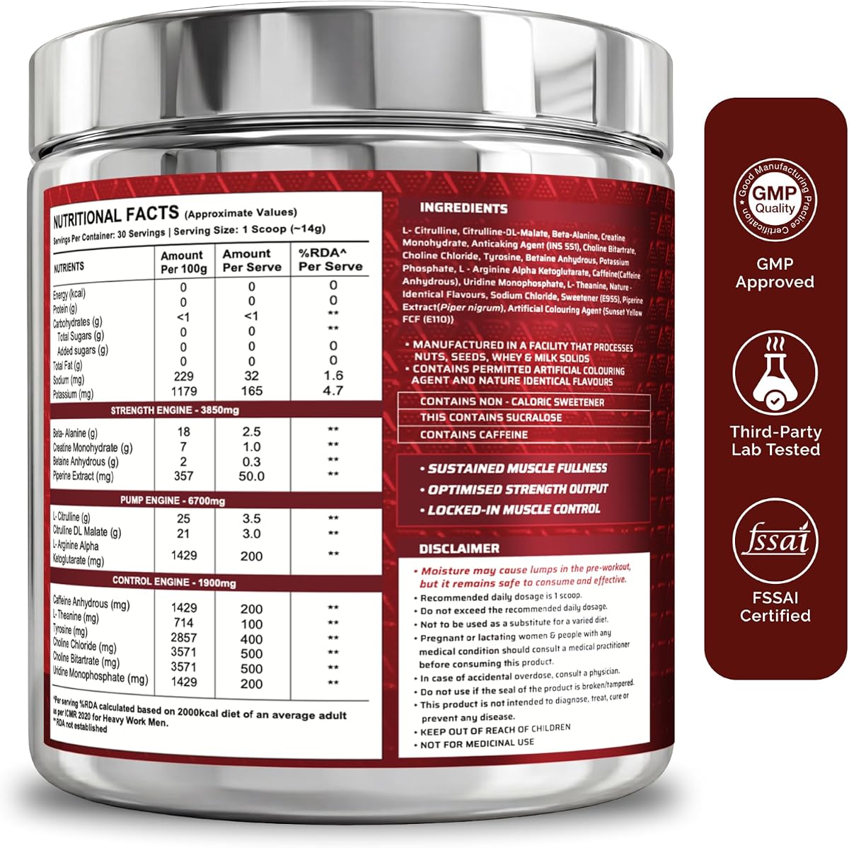 Wellcore Dynamite Pre-Workout Powder with Citrulline - Valencia Orange, 420g - Image 3