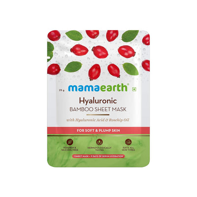 Mamaearth Hyaluronic Bamboo Sheet Mask with Rosehip Oil for Soft and Plump Skin-25g