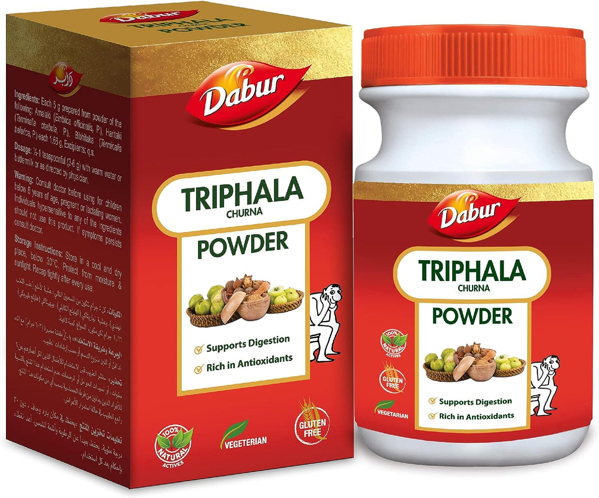 Dabur Triphala Churna Powder Natural Constipation Relief | Supports Healthy Digestion, Rich in Antioxidants & Weight Management - 120 g