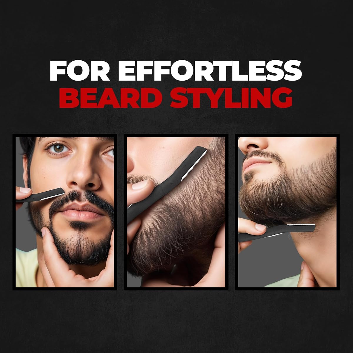 Beardo Beard Styling Razor - Stainless Steel Shaping Tool, Pack of 3 - Image 3