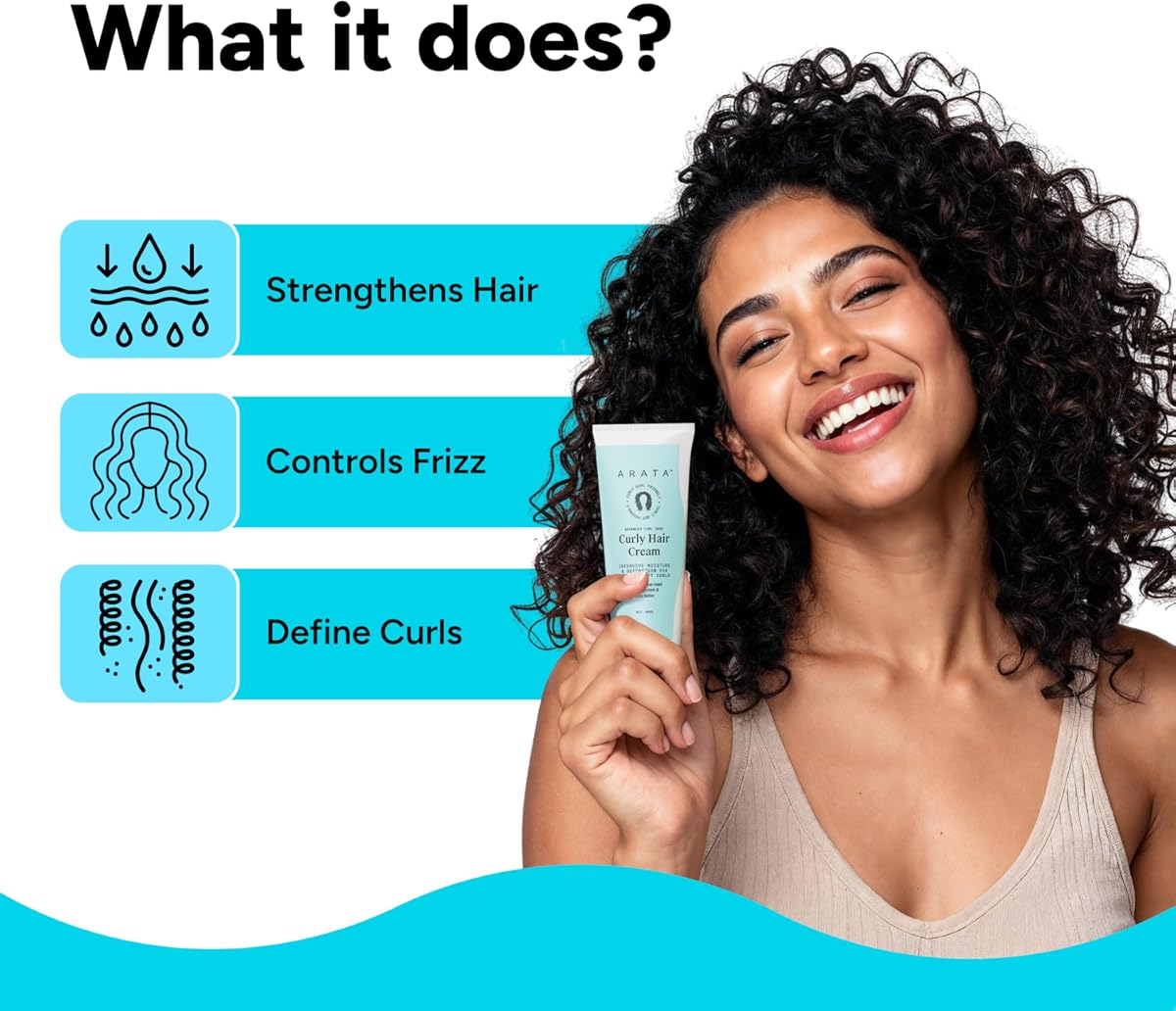 Arata Curl Care Cream with Abyssinian Seed Oil & Shea Butter - 50ml - Image 3