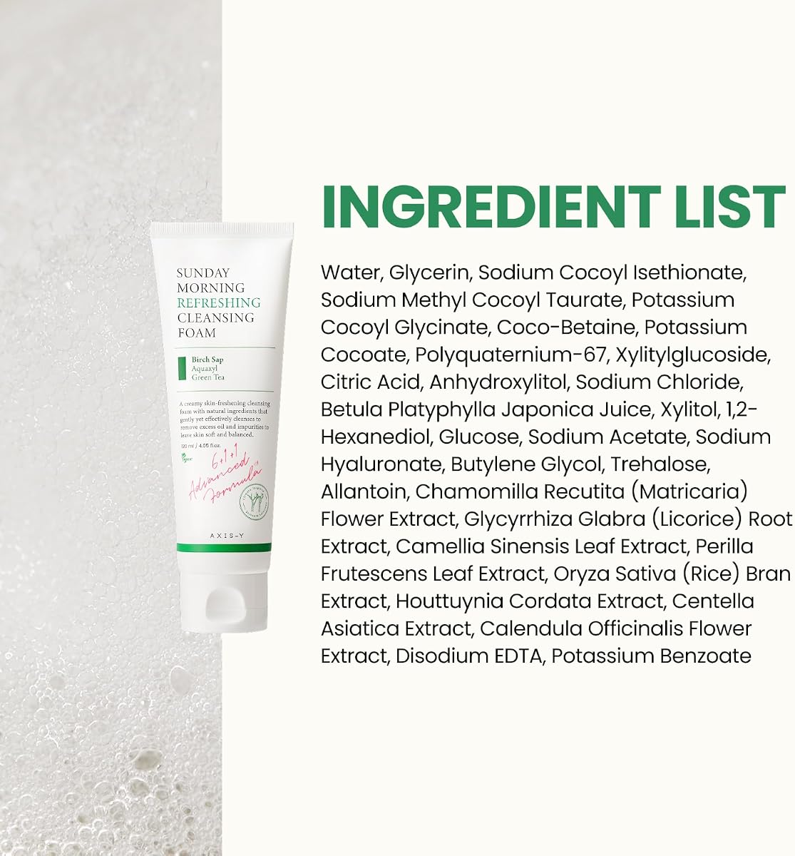 AXIS-Y Sunday Morning Refreshing Cleansing Foam - pH 5.5 Deep Cleanser, 120ml - Image 7