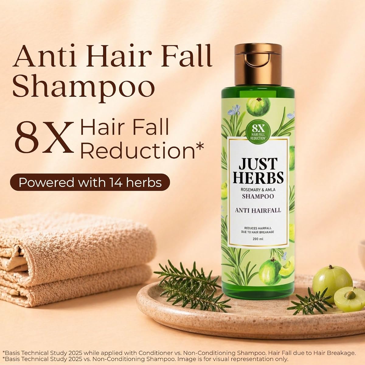 Just Herbs Amla & Neem Anti-Hairfall Shampoo - Sulphate Free, 200ml - Image 2
