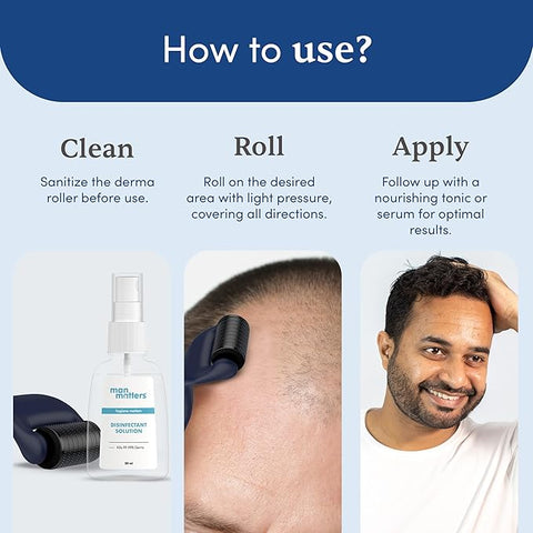 Man Matters Advance Beard Derma Roller For Men | 540 Micro 0.5Mm Titanium Alloy Needles | Beard Health And Development | Stimulates Beard Hair Follicles | Safe, Easy & Effective To Use