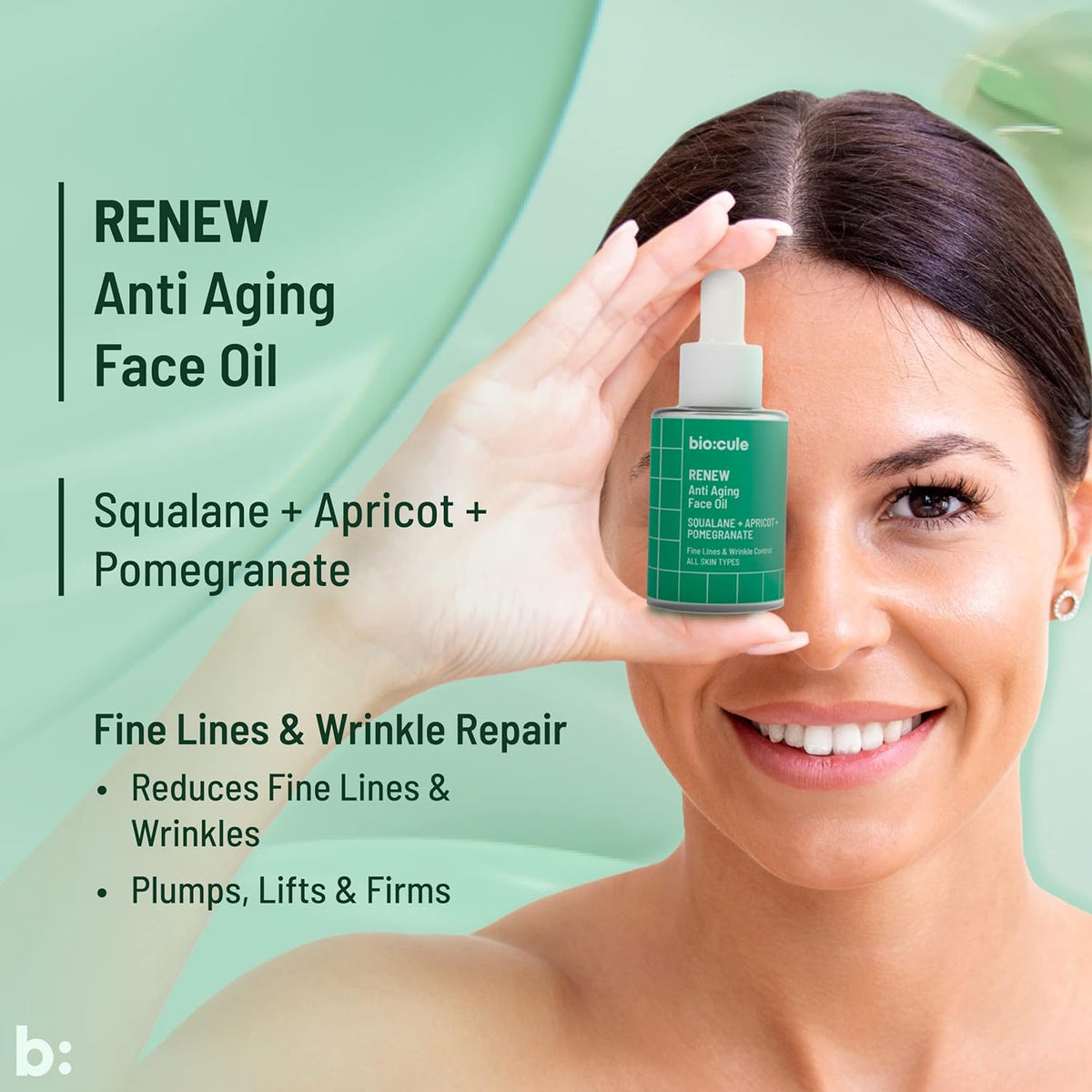 Biocule Renew Anti-Aging Face Oil with Squalane, Apricot & Pomegranate - 15ml - Image 5
