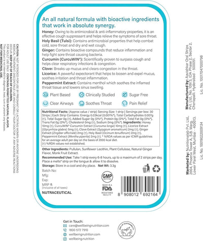 Wellbeing Nutrition Melts Throat Relief with Tulsi - 30 Oral Strips - Image 7