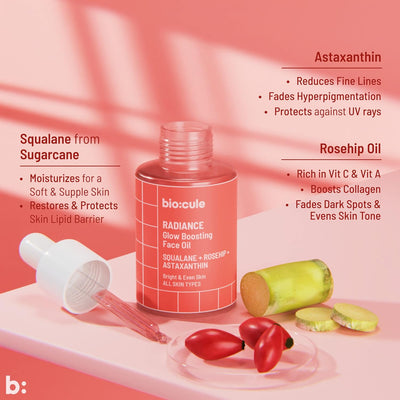 Biocule Radiance Glow Boosting Face Oil with Squalane, Rosehip & Astaxanthin - 15ml - Image 5