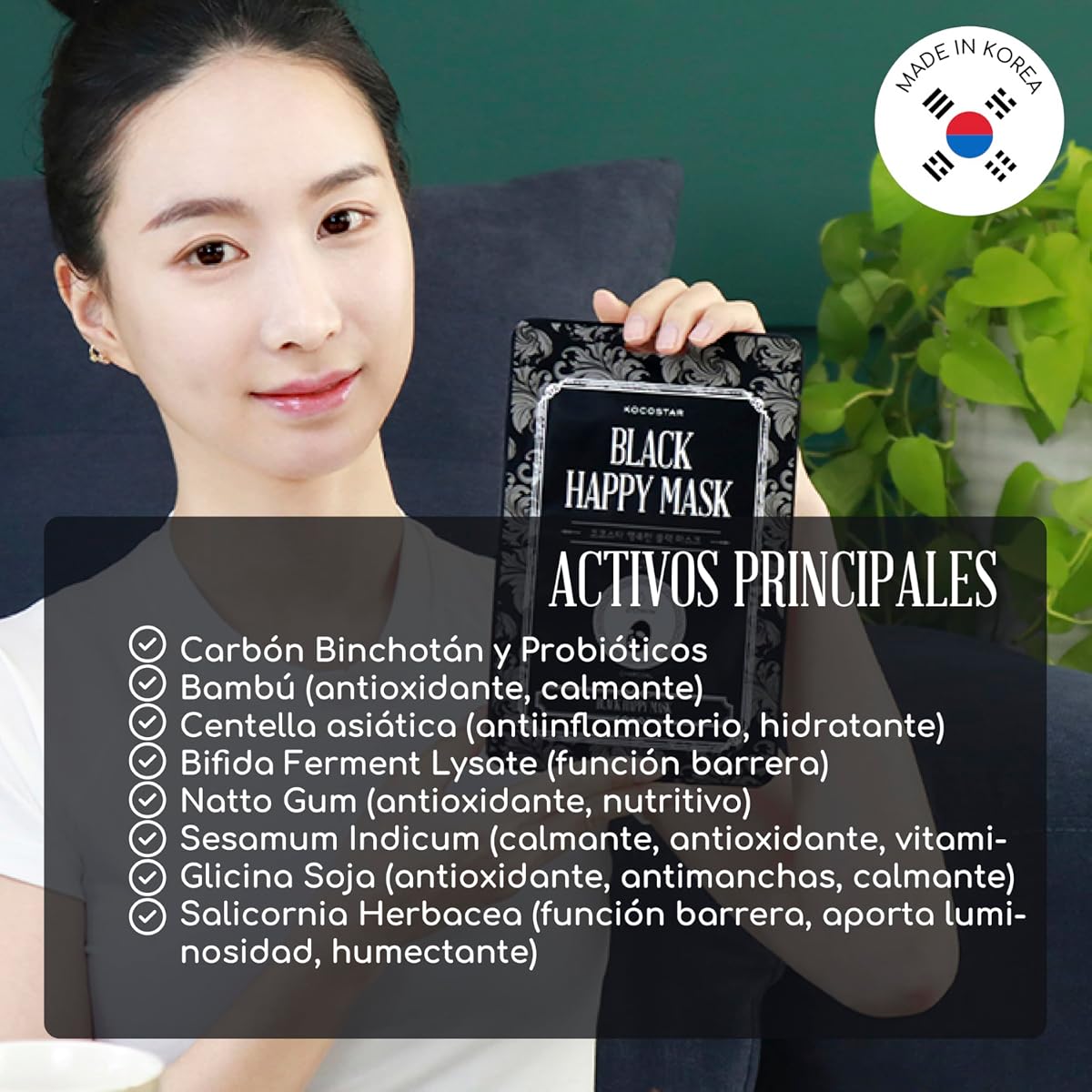 Kocostar Happy Mask - Black Charcoal Facial Sheet, 23ML 1's - Image 4