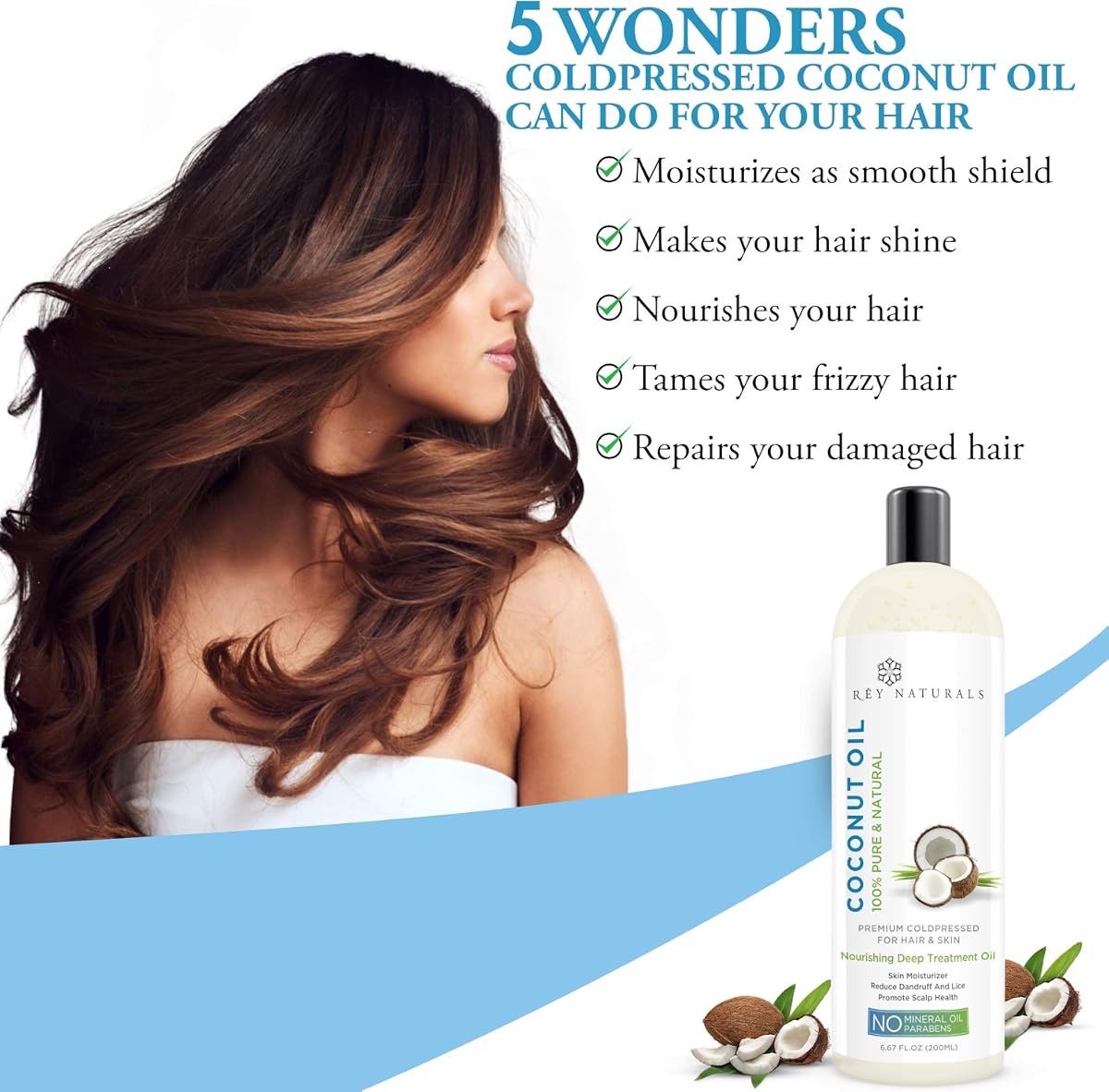 Rey Naturals Cold Pressed Coconut & Sweet Almond Oil - 200ml Each - Image 8