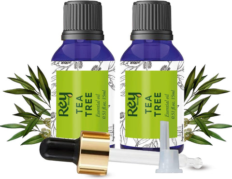ReyNaturals Tea Tree Oil | Tea Tree Essential Oil for Hair, Skin and Face Care 15 ml Pack of 2