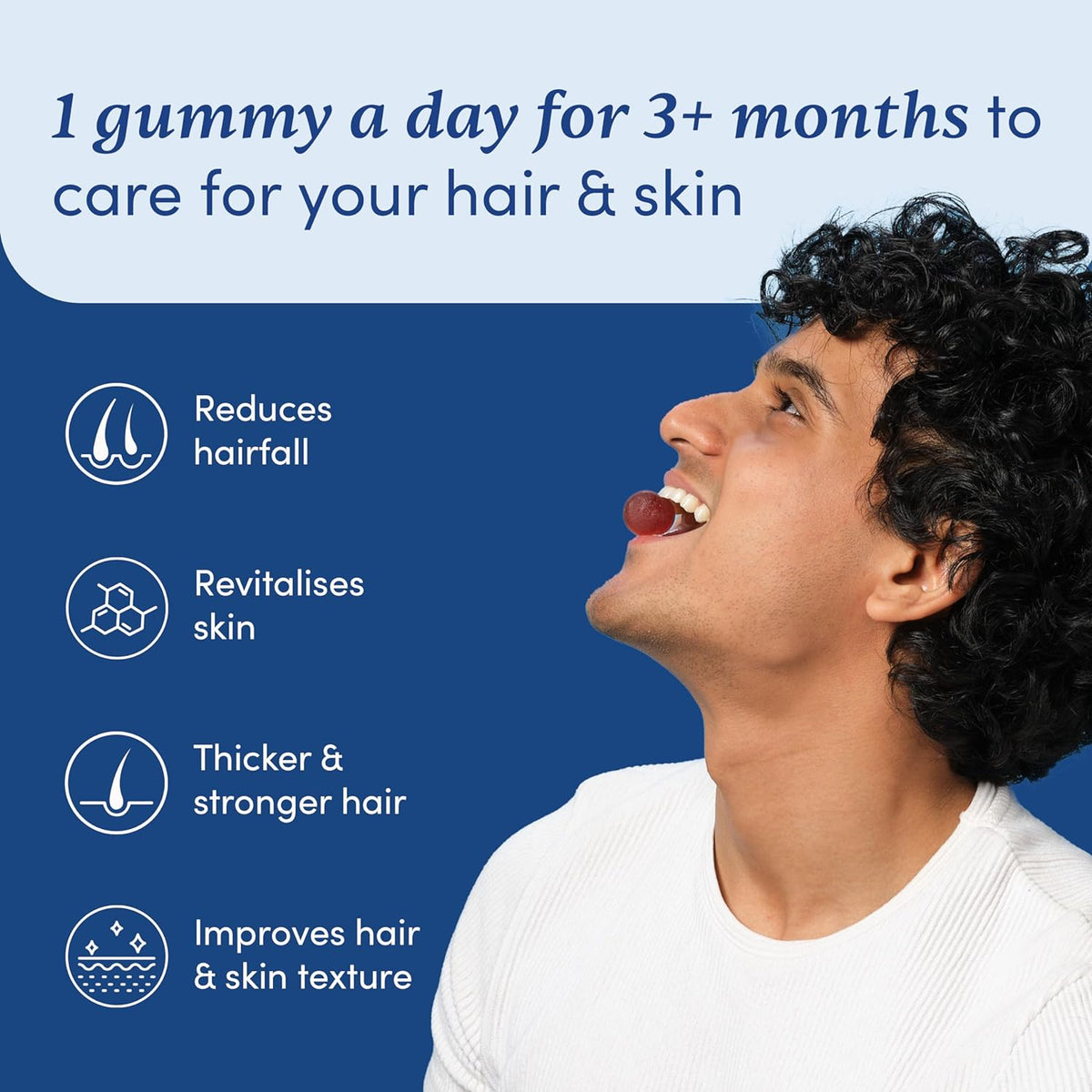 Man Matters Biotin Hair Gummies - Strawberry Flavour, 100% Vegan, No Added Sugar, 30 Count - Image 2