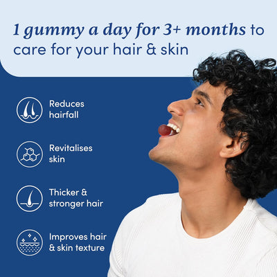 Man Matters Biotin Hair Gummies - Strawberry Flavour, 100% Vegan, No Added Sugar, 30 Count - Image 2