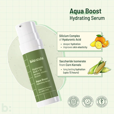 Biocule Aqua Boost Hydrating Serum - Hyaluronic Acid & SI, 30ml - Image 6