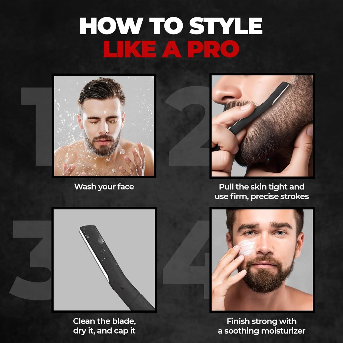 Beardo Beard Styling Razor - Stainless Steel Shaping Tool, Pack of 3 - Image 4