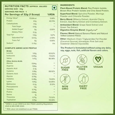 Wellbeing Nutrition Organic Vegan Plant Protein Isolate Powder - British Banoffee Pie, 32g - Image 5