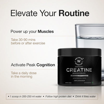 Wellbeing Nutrition Creatine Monohydrate Powder - Unflavored, 100g - Image 6