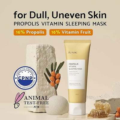 iUNIK Propolis Vitamin Glow Sleeping Mask - Vegan Night Moisturiser Cream, 50ml - Image 2