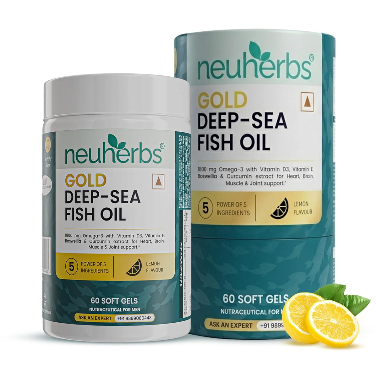 Neuherbs Gold Deep Sea 6X Omega 3 Fish Oil Capsules - 60 Softgels