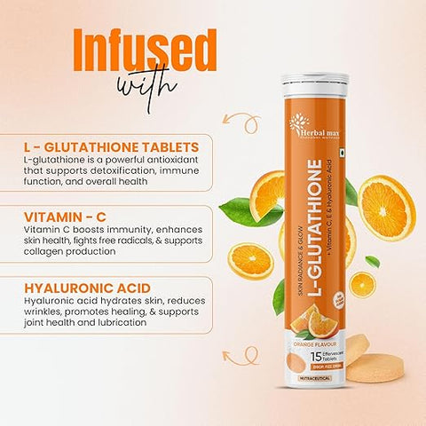 Herbal Max L-Glutathione 15 Tablets Orange Flavour