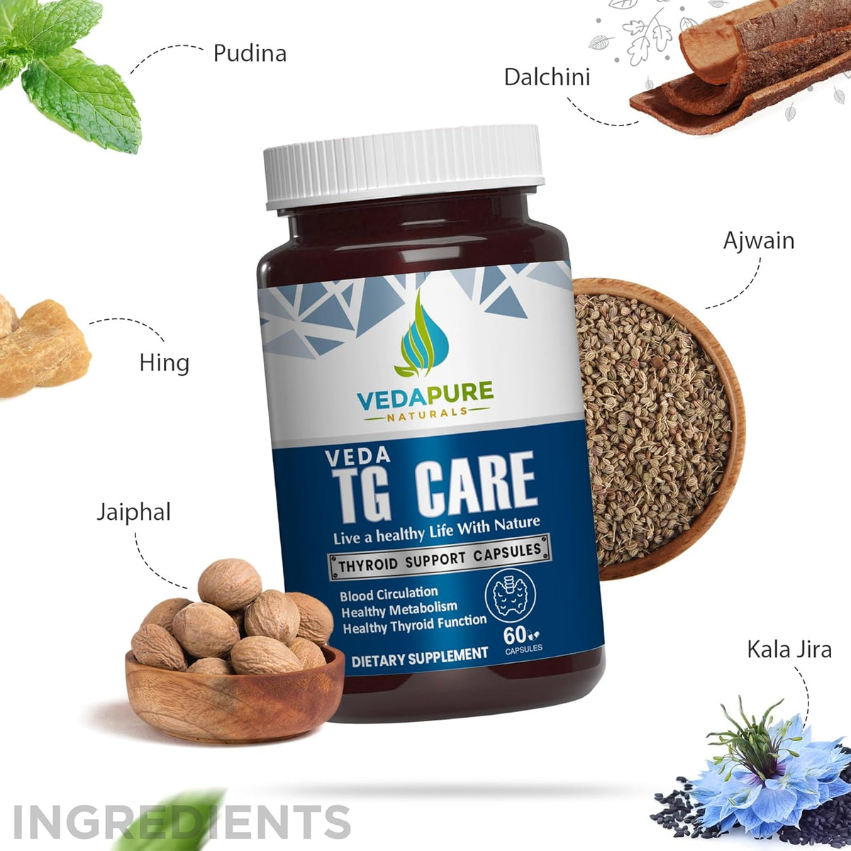 Vedapure TG Care Capsules - Vitamins & Minerals - 60 Count