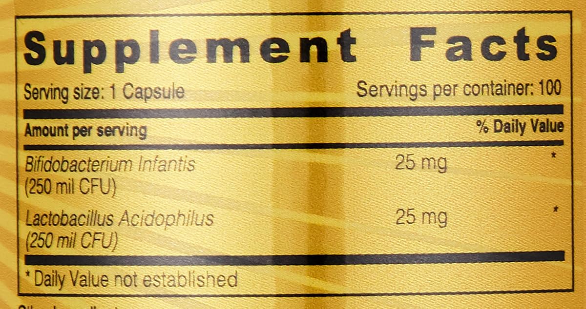 Sunshine Nutrition Probiotic Acidophilus Advanced Capsules - 500 Million Microorganisms, 100 Count - Image 4