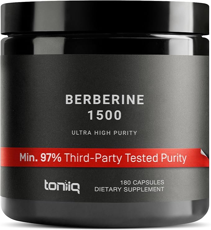 Toniiq Ultra High Strength Berberine HCl 500mg Capsules - 180 Count