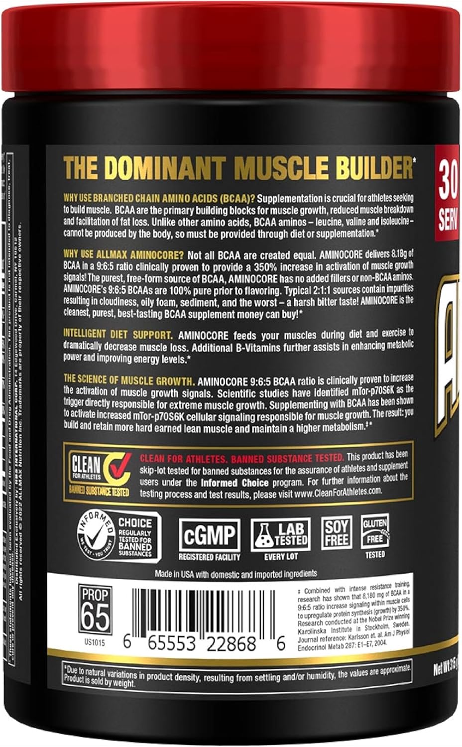 Allmax Nutrition Aminocore BCAA - Sweet Tea Flavour, 315g - Image 3