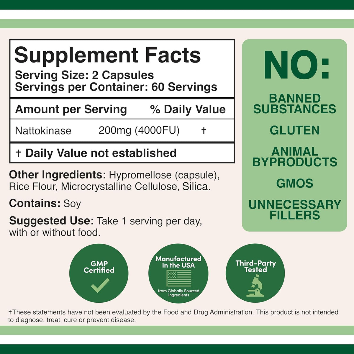 Doublewood Nattokinase Supplement - 4,000 FU Per Serving, 120 Capsules - Image 2