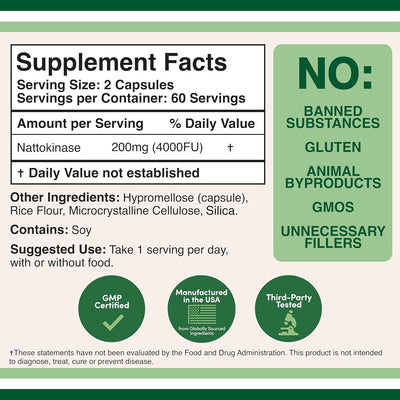 Doublewood Nattokinase Supplement - 4,000 FU Per Serving, 120 Capsules - Image 2
