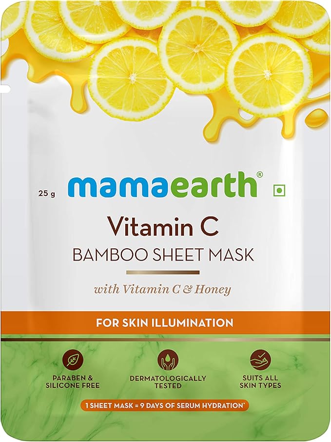 Mamaearth Vitamin C Bamboo Sheet Mask with Honey for Skin Illumination - 25g