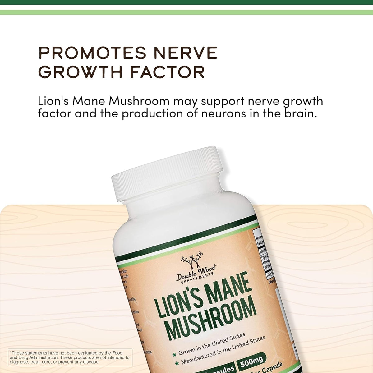Doublewood Lions Mane Mushroom Supplement - 120 Capsules - Image 4