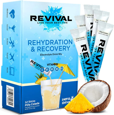REVIVAL Pina Colada Functional Drinks Pack - Hydration Support - 12 Servings