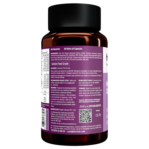 HK Vitals Multivitamin With Omega-3 Supplement (60 Capsules) | For Men And Women | 21 Vitamins & Minerals | 180Mg Epa & 120Mg Dha