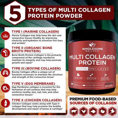 Wholesome Multi Collagen Peptides Protein Powder, Unflavored, 454g - Image 5