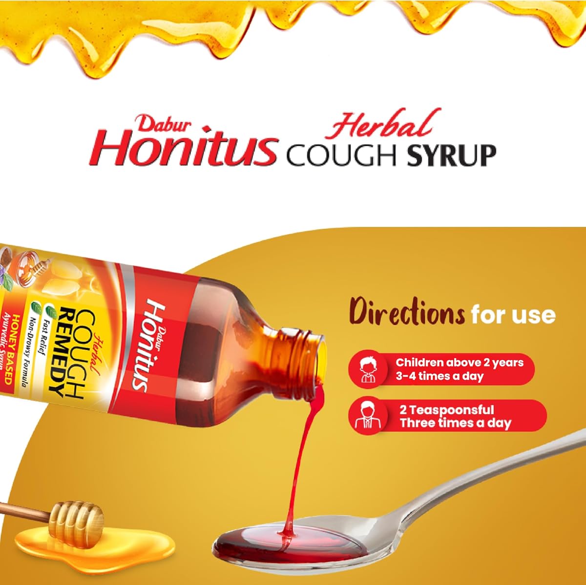 Dabur Honitus Herbal Cough Syrup - Honey & Ginger, 100 ml - Image 5