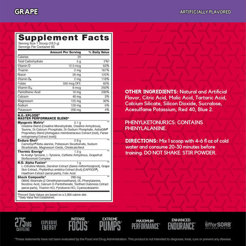 BSN N.O Xplode 2.45LB 60Serv Grape (6/Case)