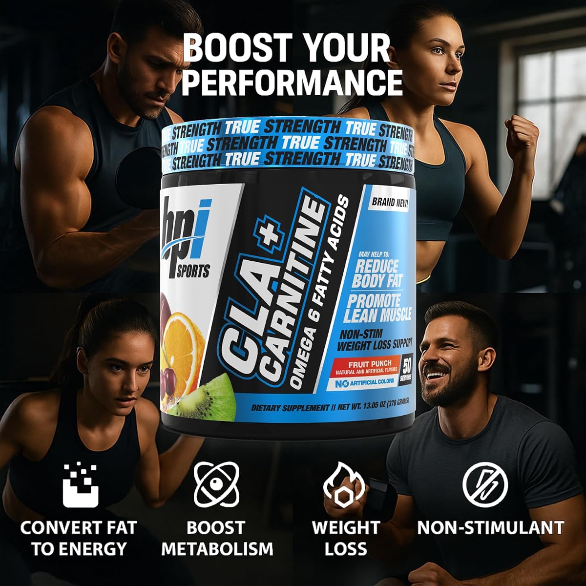 BPI Sports CLA + Carnitine - Fruit Punch Flavour, 50 Servings, 12.34 oz - Image 3