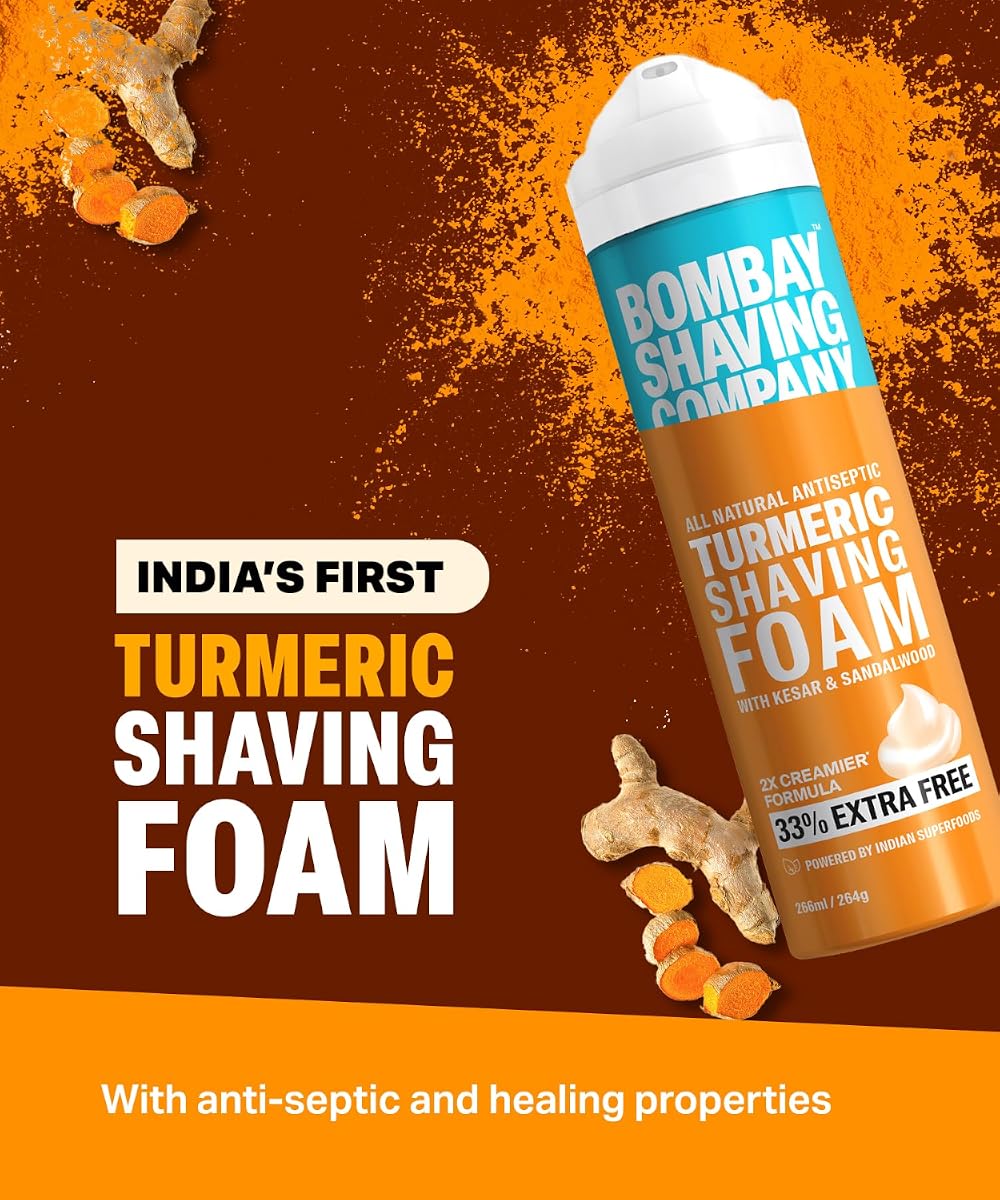 Bombay Shaving Company Turmeric Shaving Foam - Enriched Formula, 266ml - Image 3