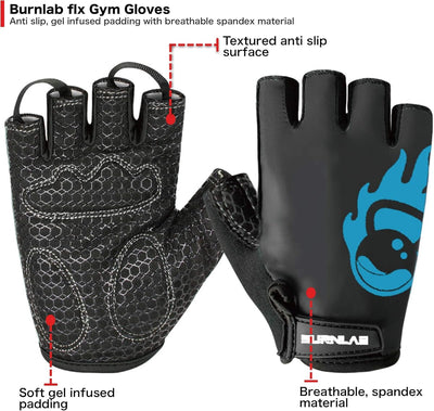 Burnlab Flex Gym Gloves for Men and Women - Textured Grip and Gel Padding - XL - Image 3