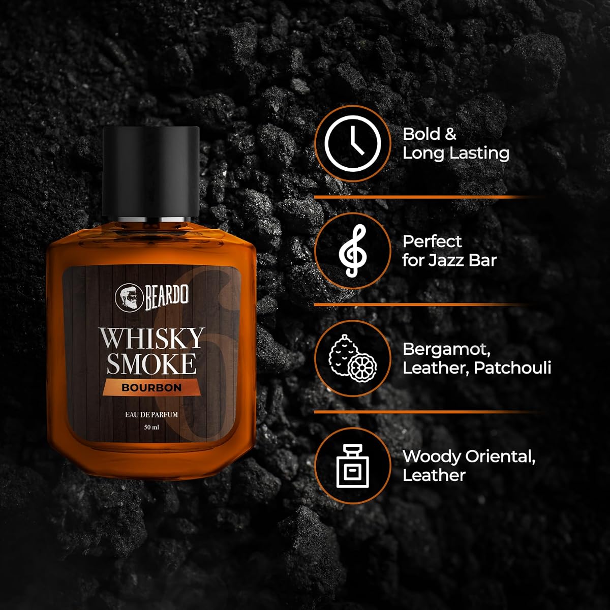 Beardo Bourbon Whisky Smoke Perfume - Woody, Leathery Scent - 50ml EDP - Image 5