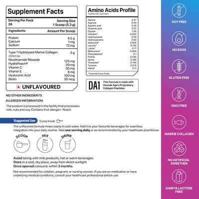 Decodeage Optiage Collagen Peptides - Unflavoured Powder, 150g - Image 8