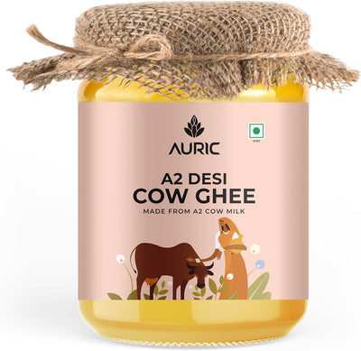 Auric A2 Desi Cow Ghee - Bilona Curd Churned, Lab Tested - 500ml