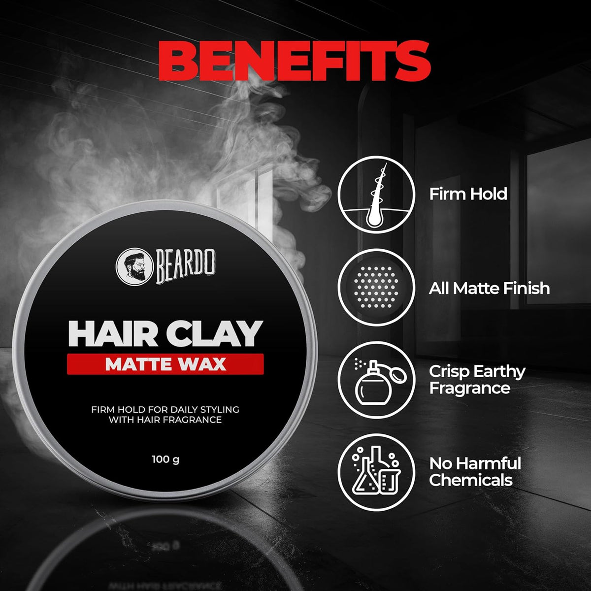 Beardo Strong Hold Clay Wax - Hair Styling, 100g - Image 7