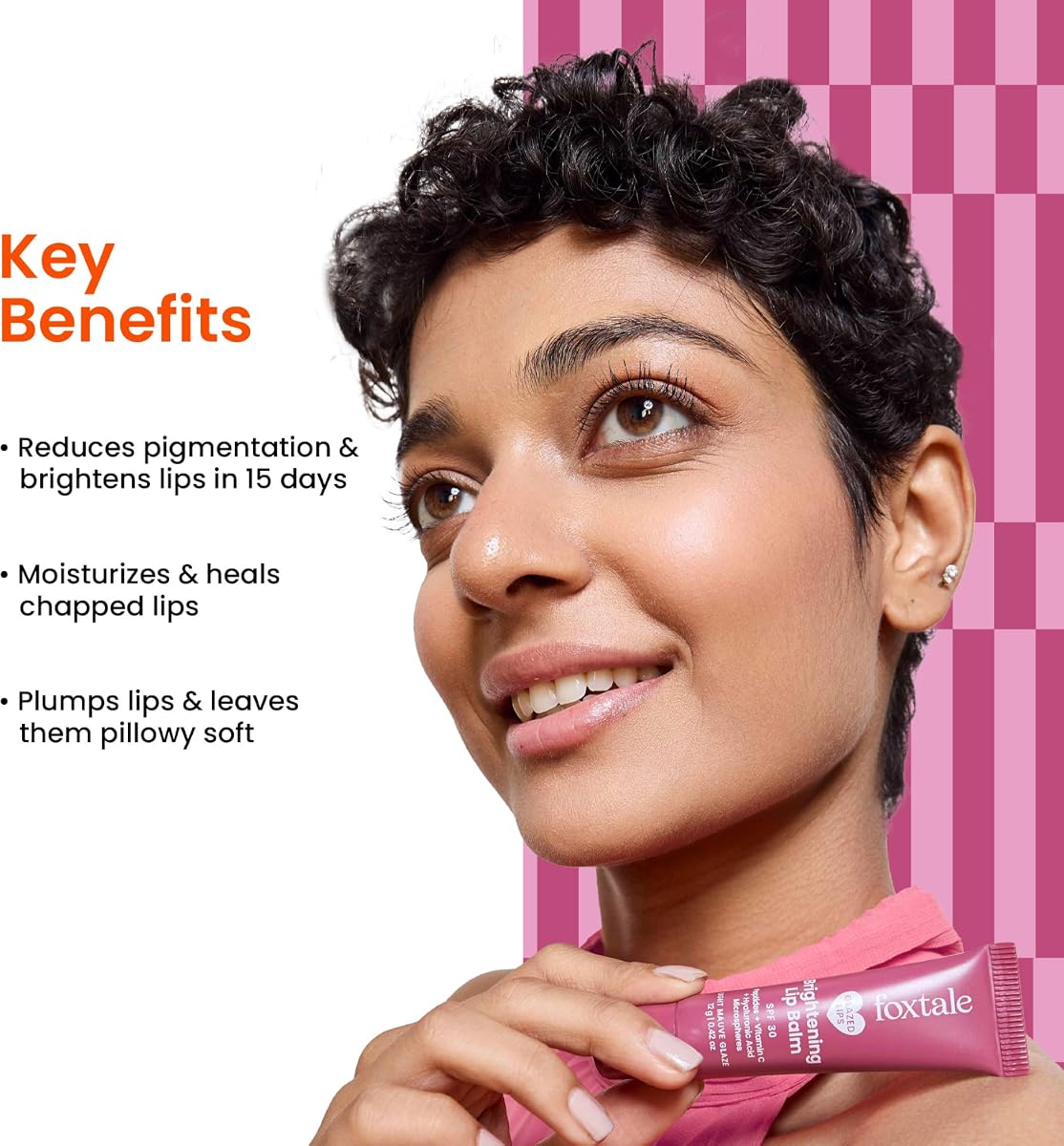 Foxtale Brightening Lip Balm with Vitamin C & Peptides - SPF 30, Light Mauve Glaze, 12g - Image 2