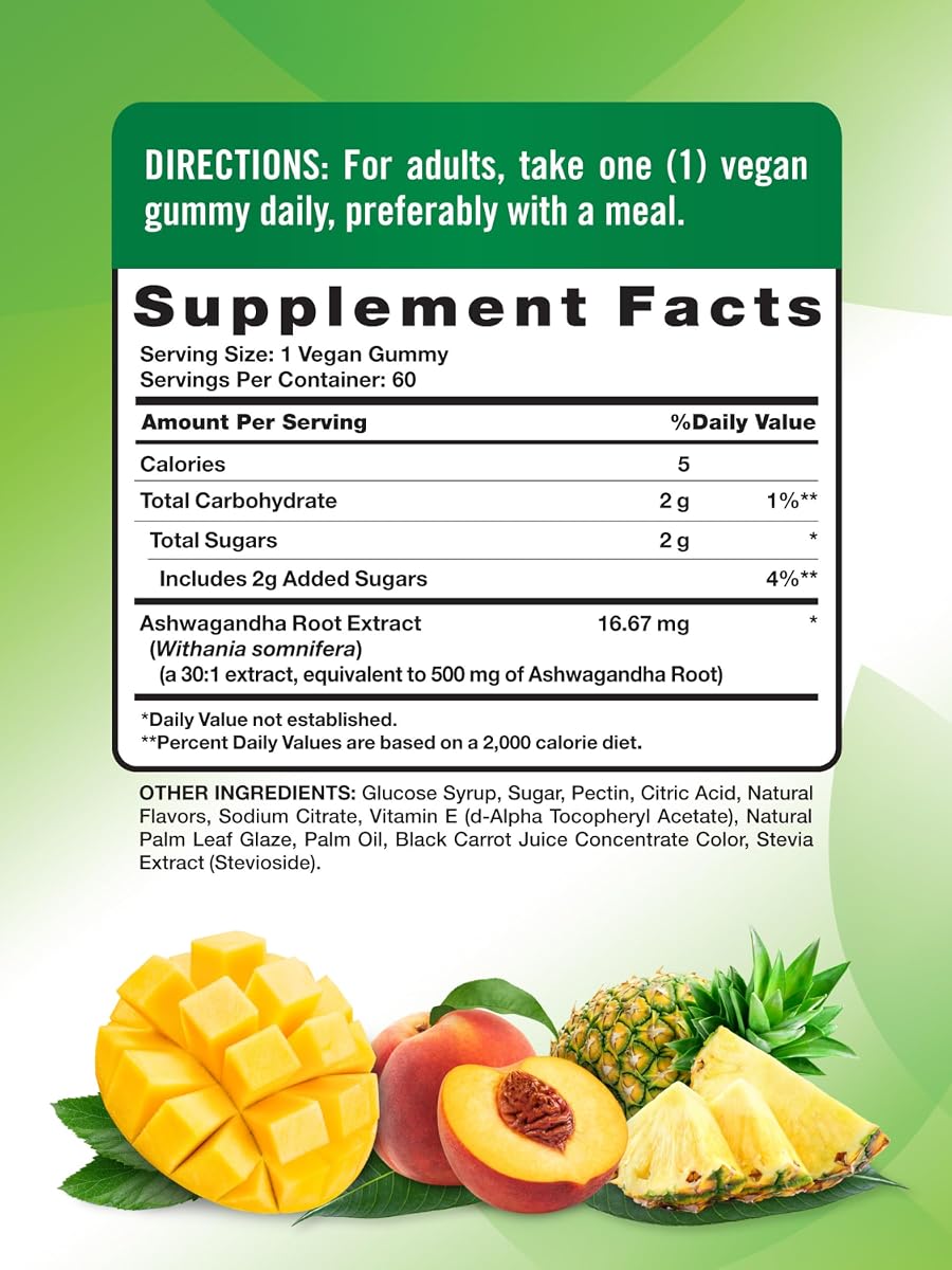 Nature's Truth Ashwagandha Gummies - Vegan, Non-GMO, Gluten-Free - 60 Tropical Flavor Gummies - Image 2