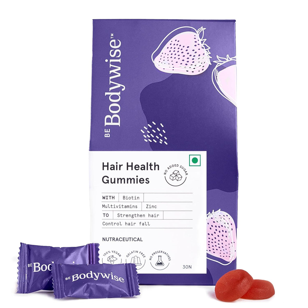 Be Bodywise Biotin Hair Gummies 30 Day Pack